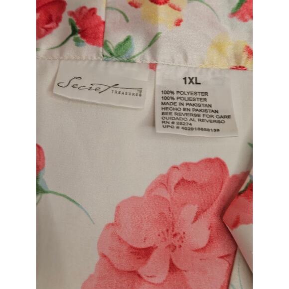 Secret Treasures Ladies Kimono Wrap Robe 1XLSatin Polyester Rose yellow flower - Picture 2 of 8